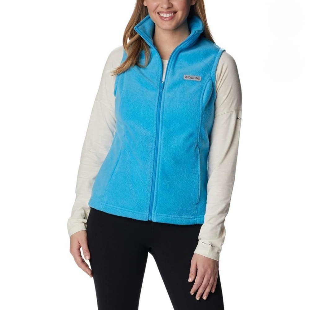 Columbia Fleece Full Zip Benton Springs Womens 1X Plus Blue Pockets New‎